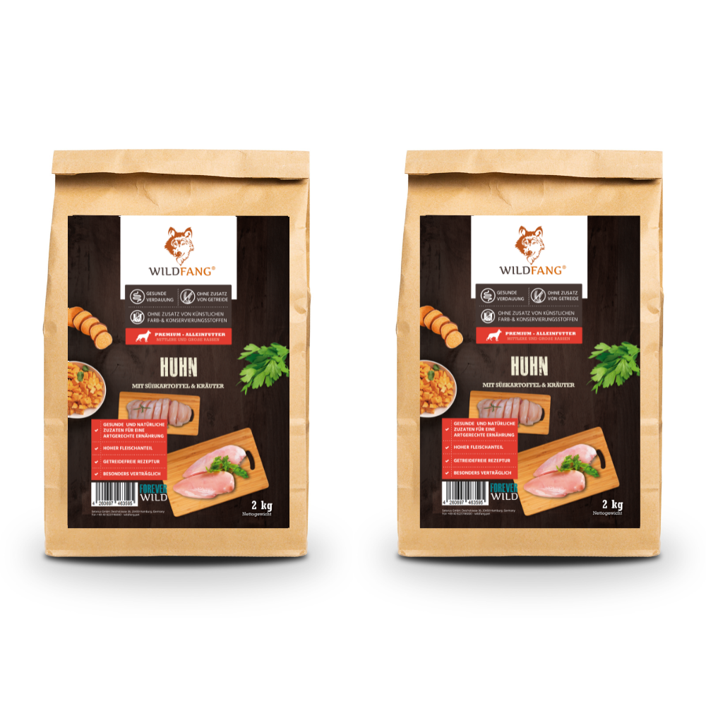 Adult Trockenfutter Sparpack 2 x 2 kg mit Huhn - getreidefrei-Wildfang-