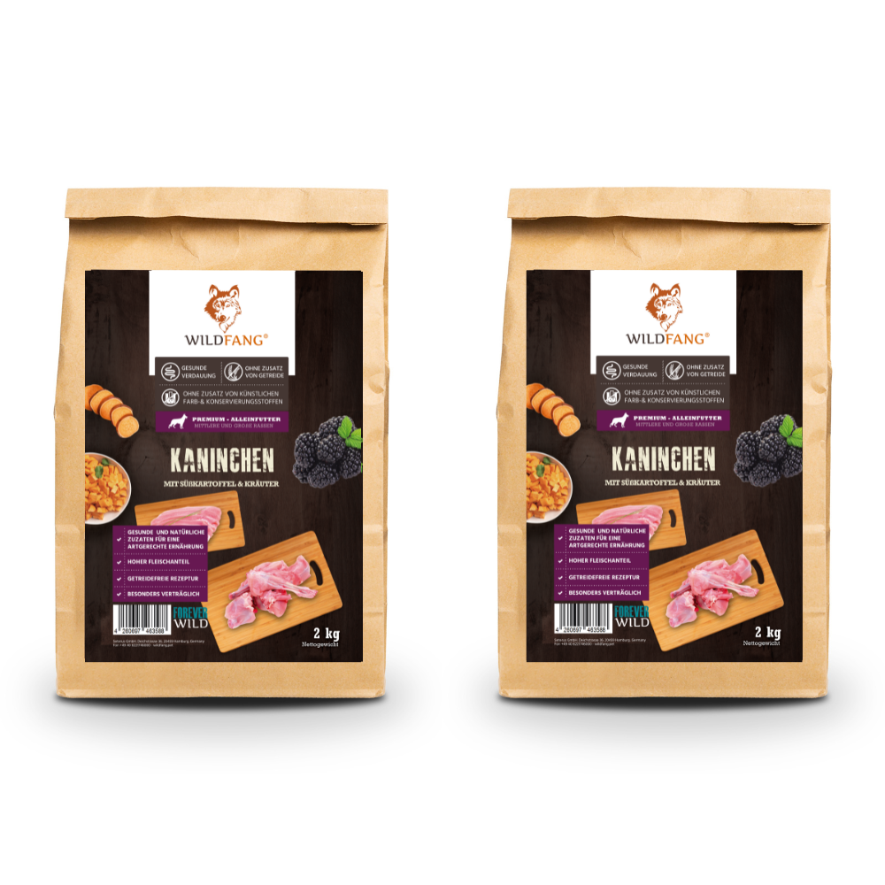 Adult Trockenfutter Sparpack 2 x 2 kg mit Kaninchen- getreidefrei-Wildfang-