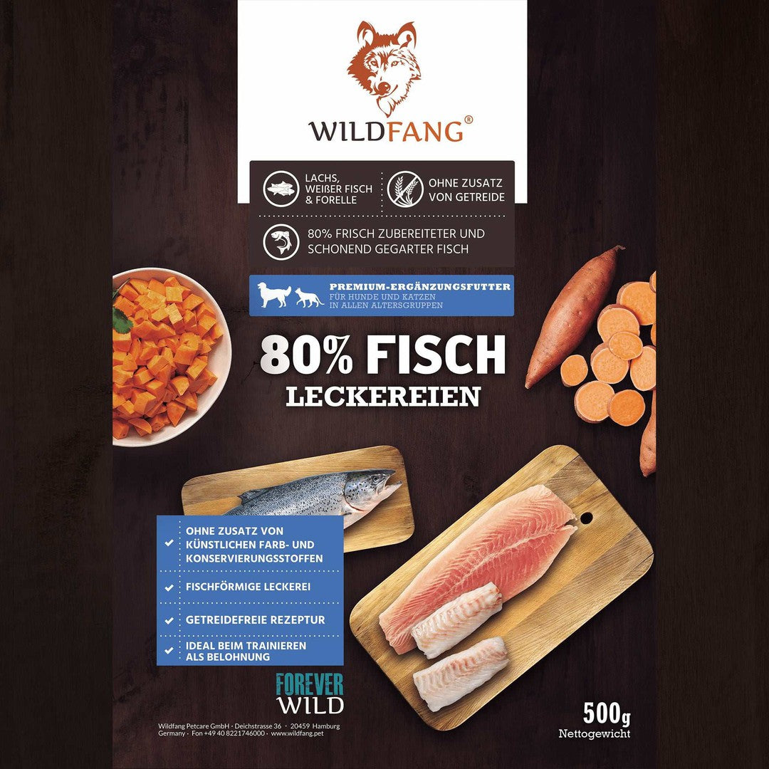 3er Set | Snacks mit 80% Fisch | mit Lachs, Forelle & weißer Fisch-Leckerbissen für Hunde-Wildfang.pet